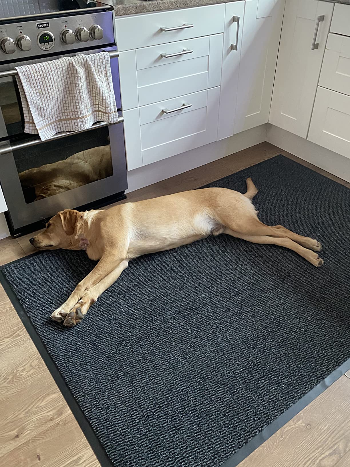 Homatz Indoor Door Mat - Grey 40x60cm Heavy Duty Rubber, Floor and Kitchen Mats - Non Slip, Washable and Dirt Trapper Doormats Super Absorbent Multicolor Barrier Matts